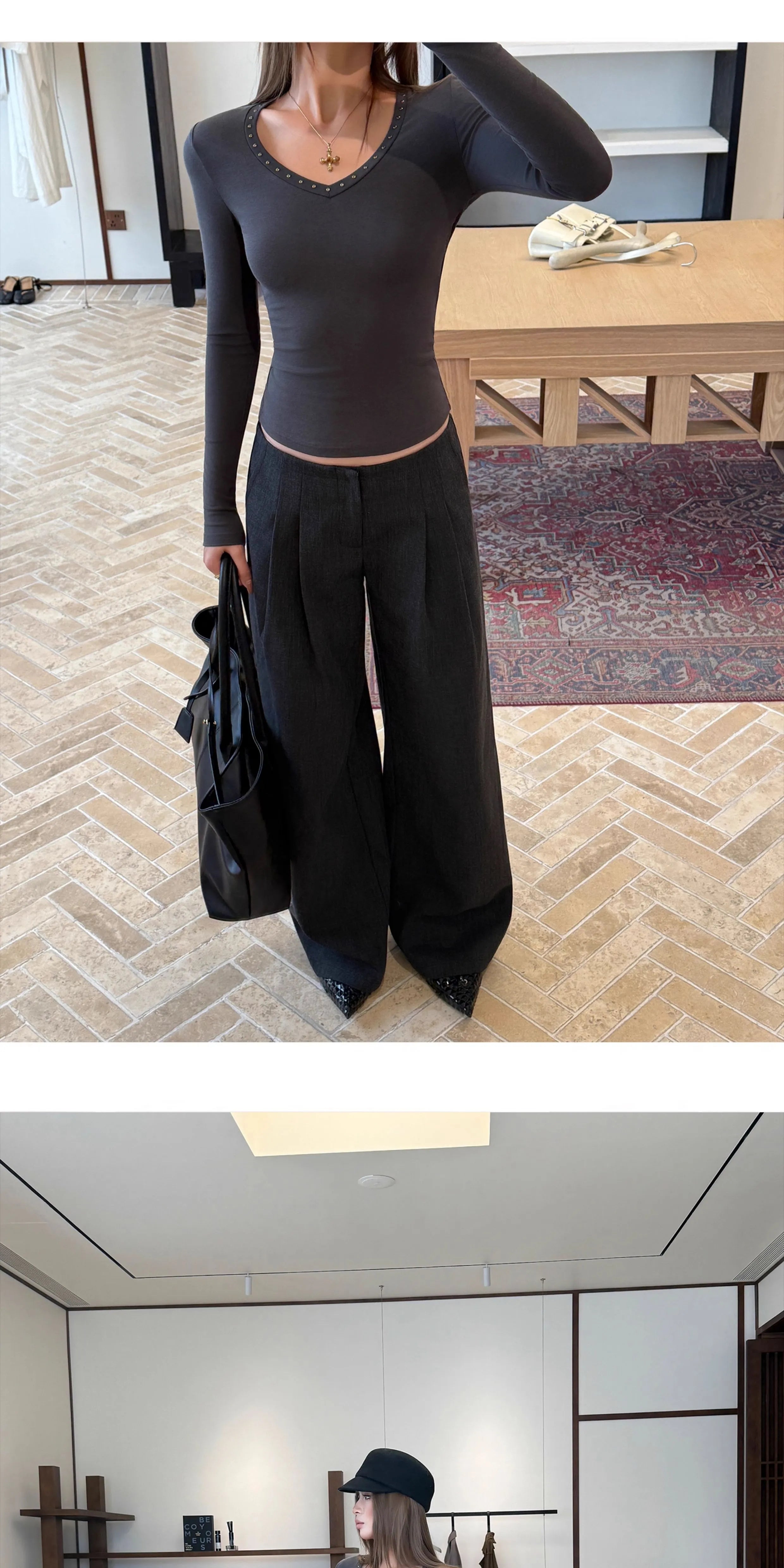 Audwyn Loose-fitting Wide-leg Pleated Floor-mopping Slacks