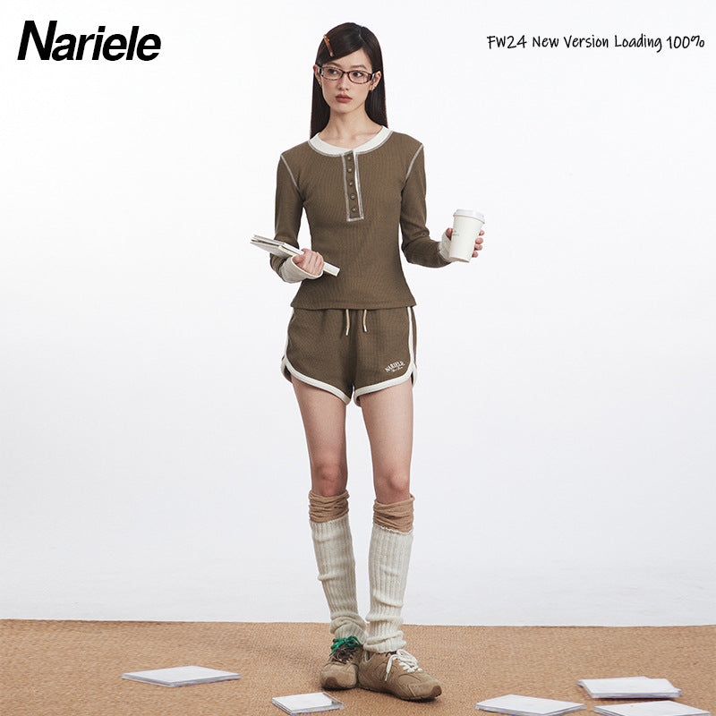 Nariele Babes Fake Two Piece Splicing Long Sleeve