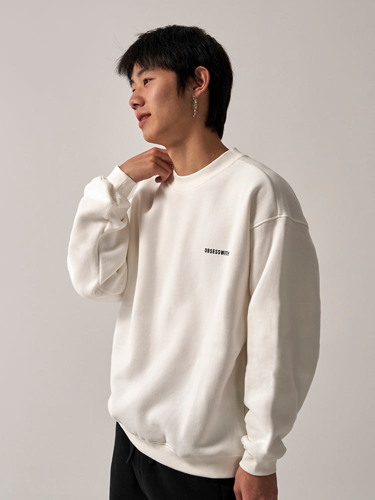 OBSESSWITH Basic Letter Printed Crew Neck Sweater