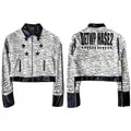 DETW Tiger Pattern Splicing Slim Lapel Short Jacket