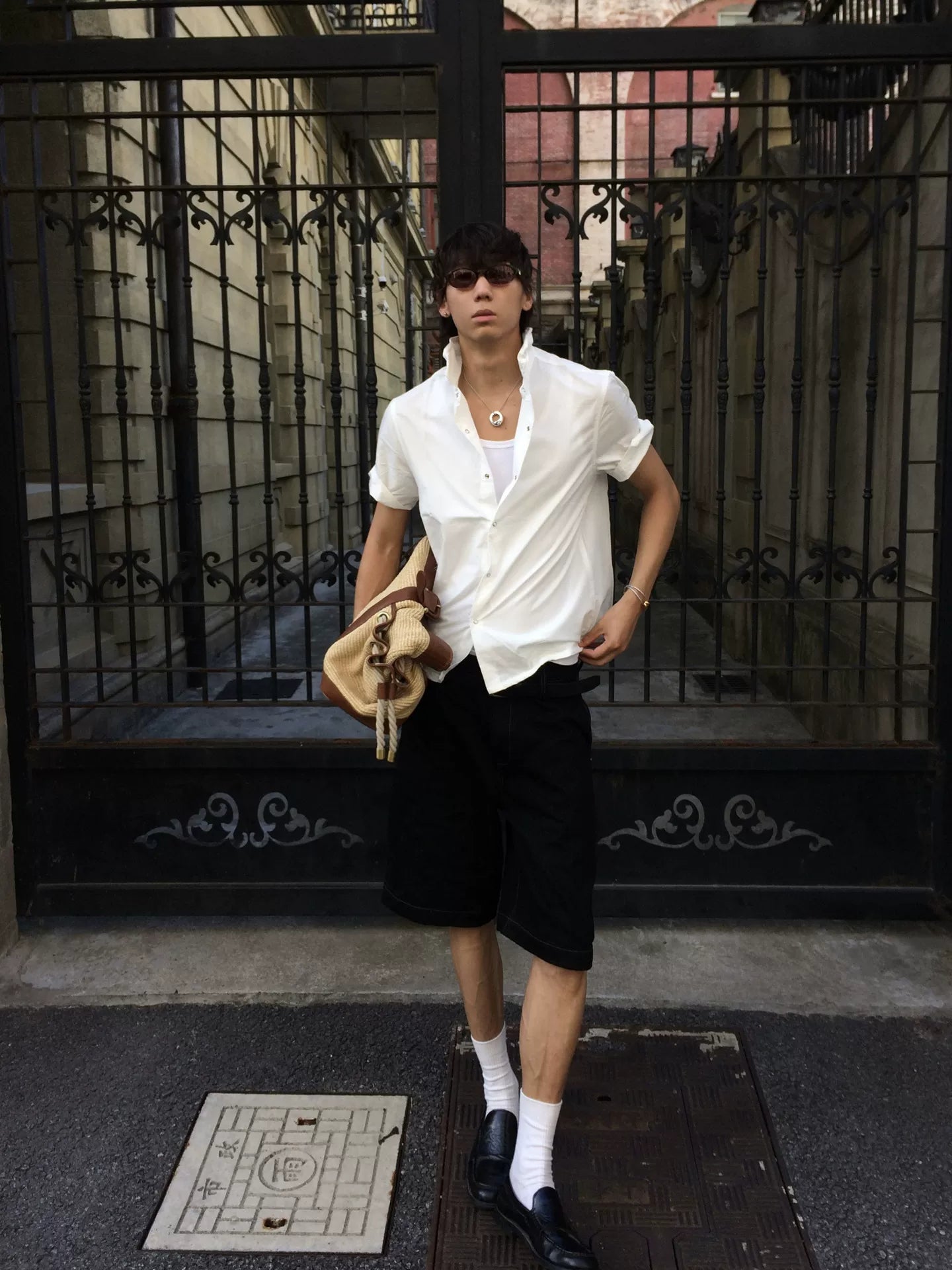 Borrowed Project Casual Square Neck Short Sleeve Shirt