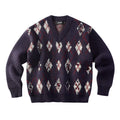 CoosRetro V-Neck Vintage Rhombus Checked Casual Knitted Sweater