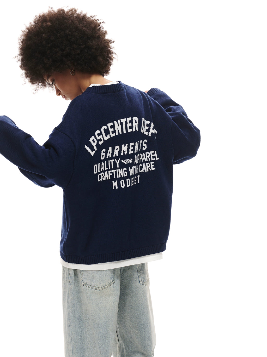 Loopsoon Back Jacquard Vintage Loose Casual Knitwear