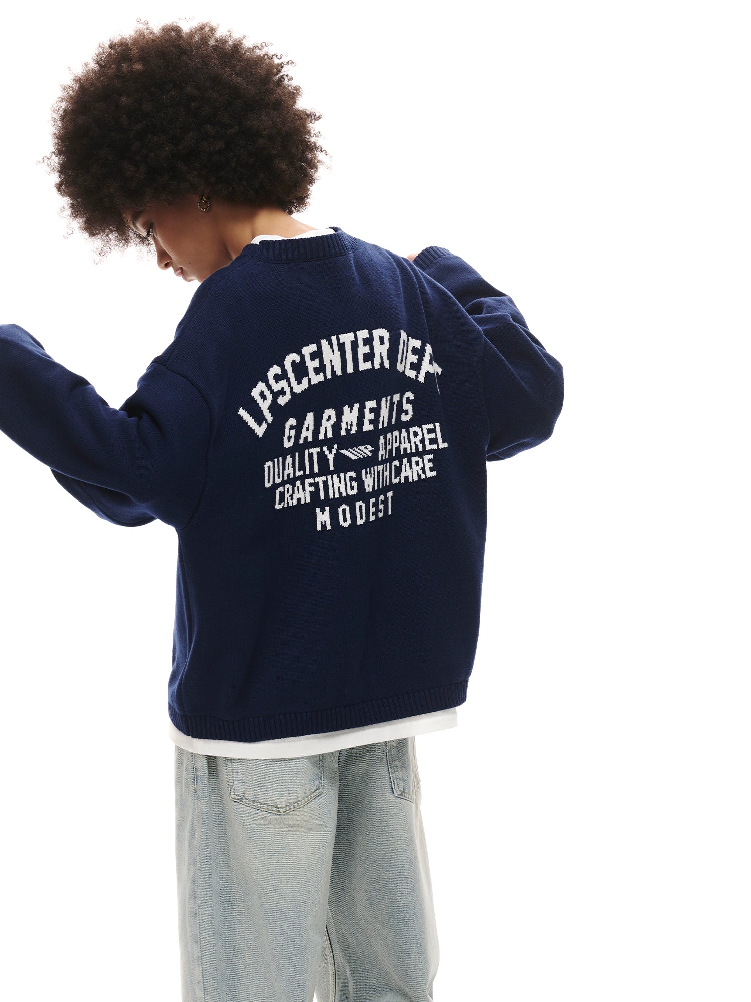 Loopsoon Back Jacquard Vintage Loose Casual Knitwear