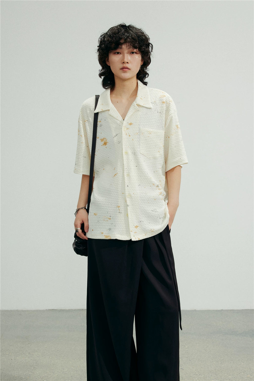 SUNYVONNE Lazy Old Ink-splashing Short-sleeved Shirt