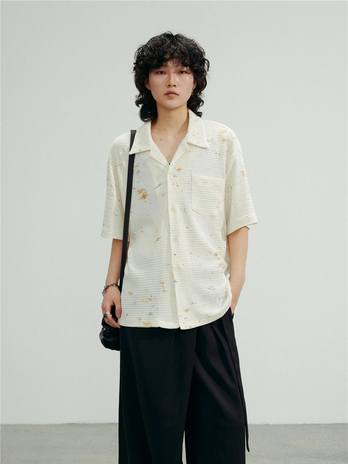 SUNYVONNE Lazy Old Ink-splashing Short-sleeved Shirt