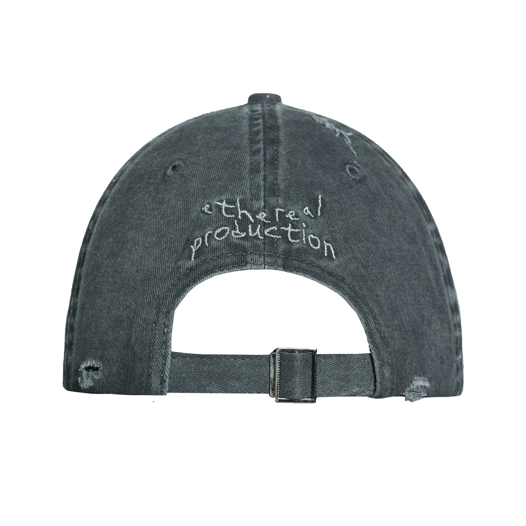 ETHEREAL PRODUCTION Washed Cut Damaged Old Embroidered Cap