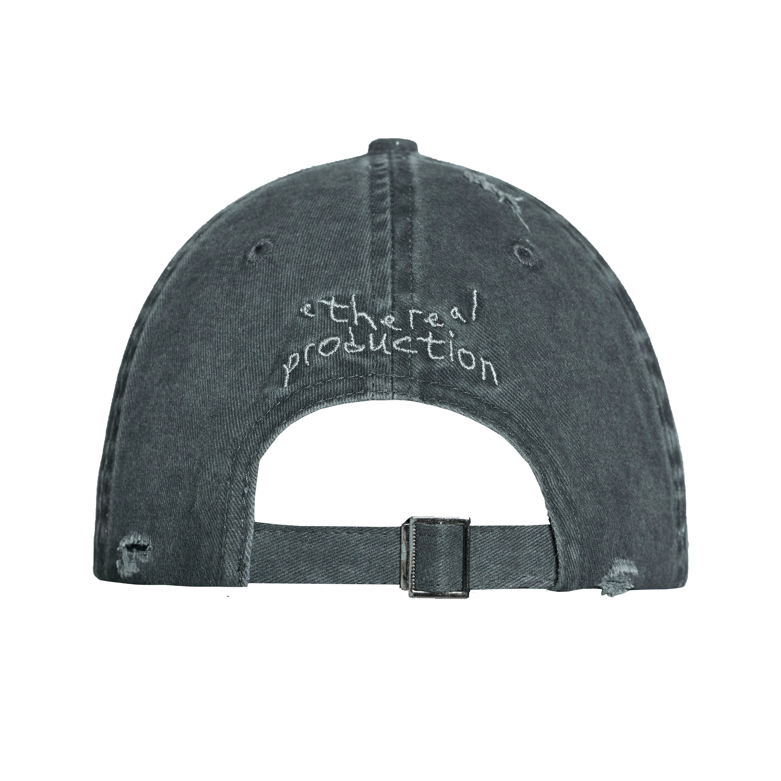 ETHEREAL PRODUCTION Washed Cut Damaged Old Embroidered Cap