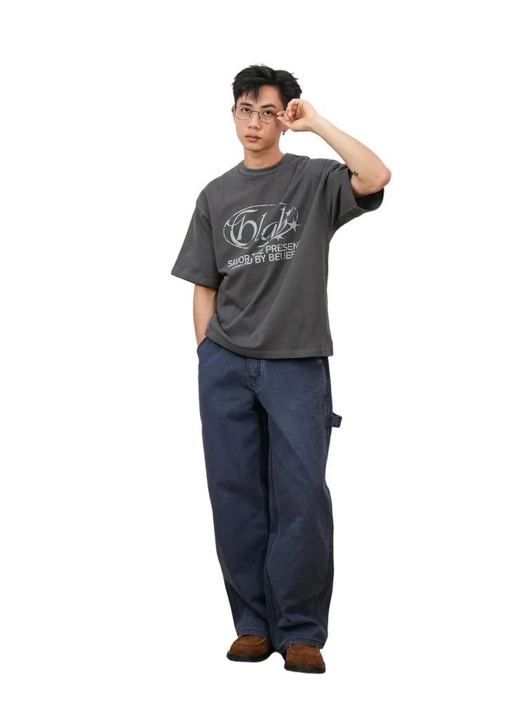 GOODLIVEABLE Digital Direct Injection LOGO Printing Loose Tee