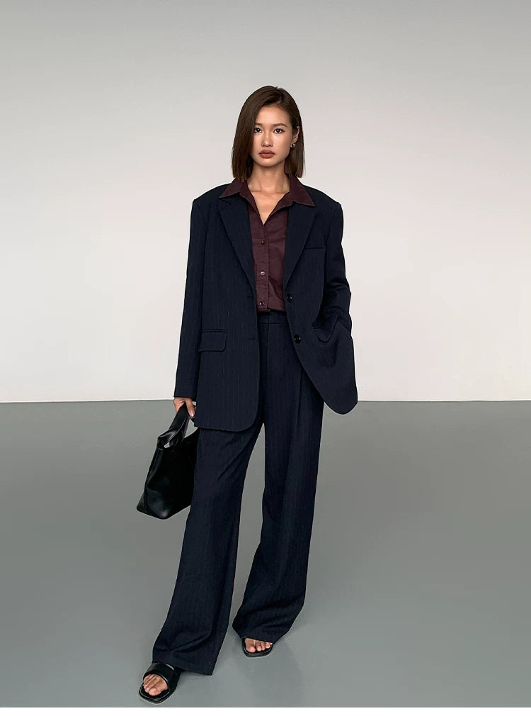 Ousph Straight Casual Loose Wide-leg High-waisted Trousers