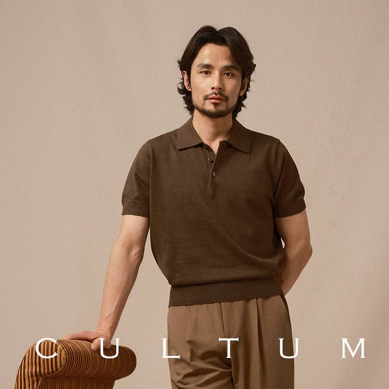 CULTA Lapel Vintage Knitted Polo Shirt
