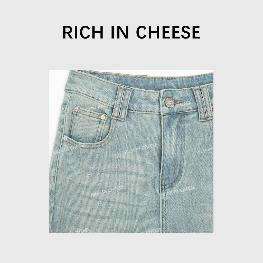 RICH IN CHEESE Vintage Low-rise Stretch Jeans