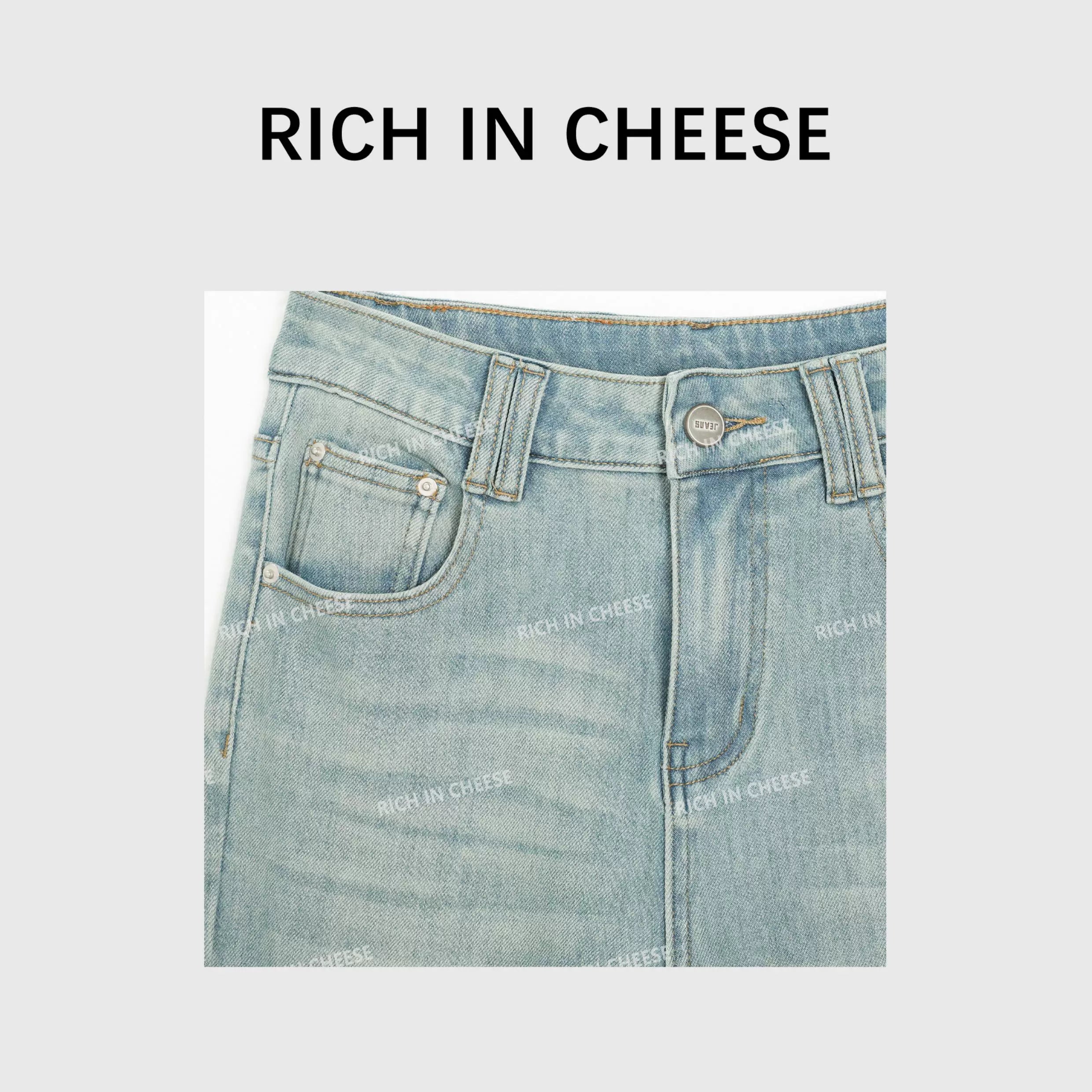 RICH IN CHEESE Vintage Low-rise Stretch Jeans