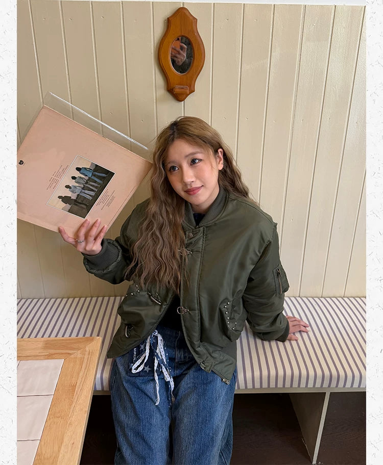 CCYE Lobster Button Bead Flight Jacket Cotton Jacket