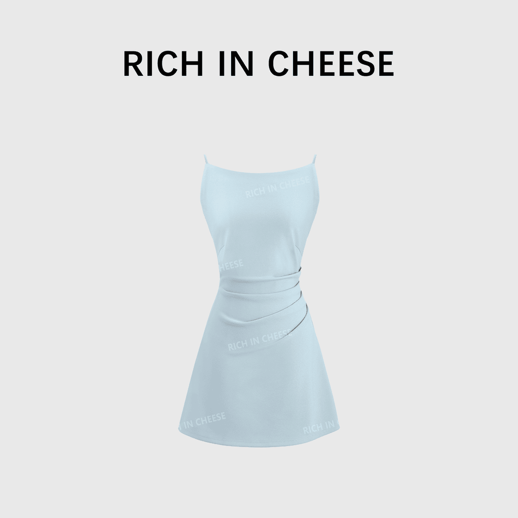 RICH IN CHEESE Temperament Pleated Slim-fit Knitted Dress