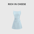 RICH IN CHEESE Temperament Pleated Slim-fit Knitted Dress