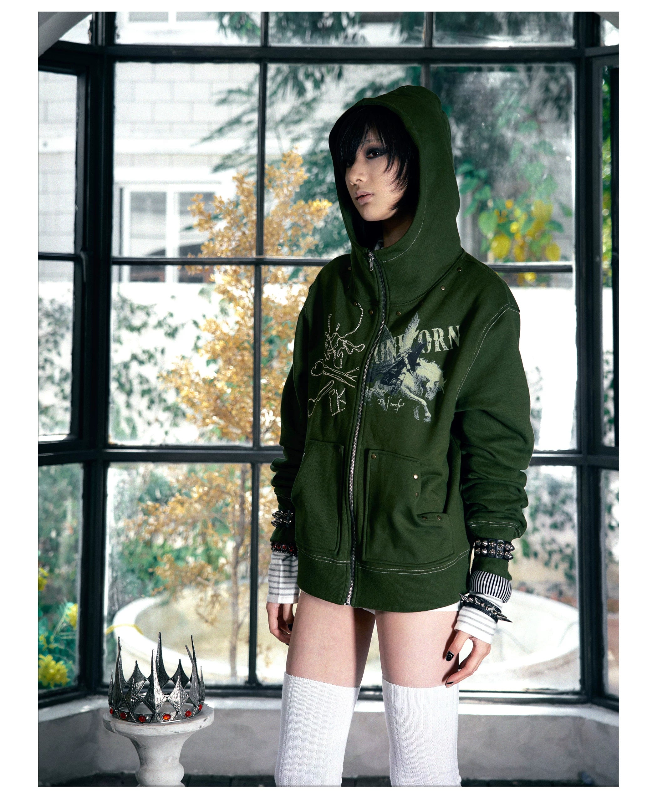 PAIKI Magic Ride Unicorn Cardigan Hooded Fleece Sweater