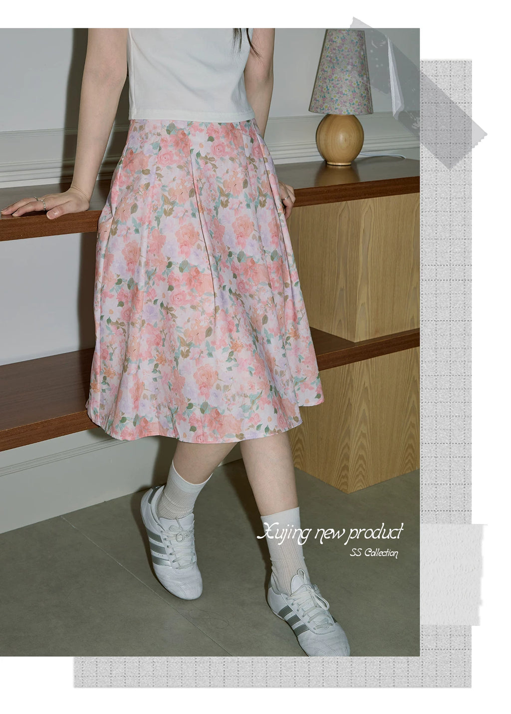XUJING High Waist and Thin Temperament Floral Skirt