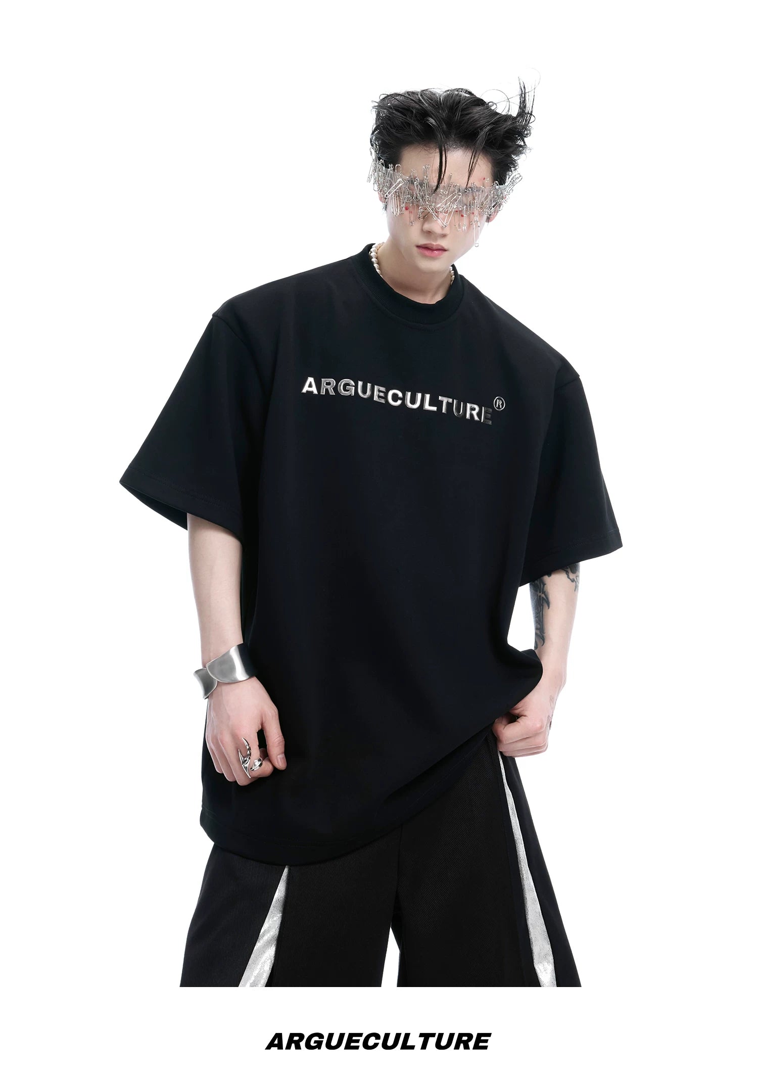 ArguECulturE Rivet Spine Embroidery Loose Tee