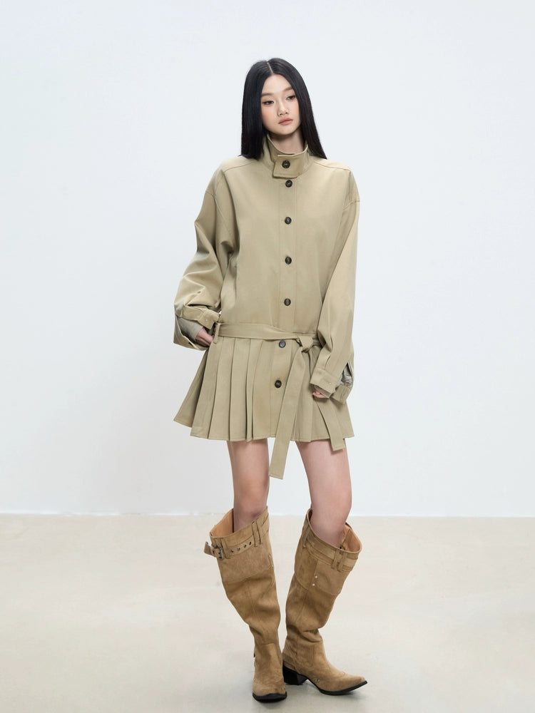 WITHMIN Loose Slimming Casual and Versatile Mid-length Trench Coat