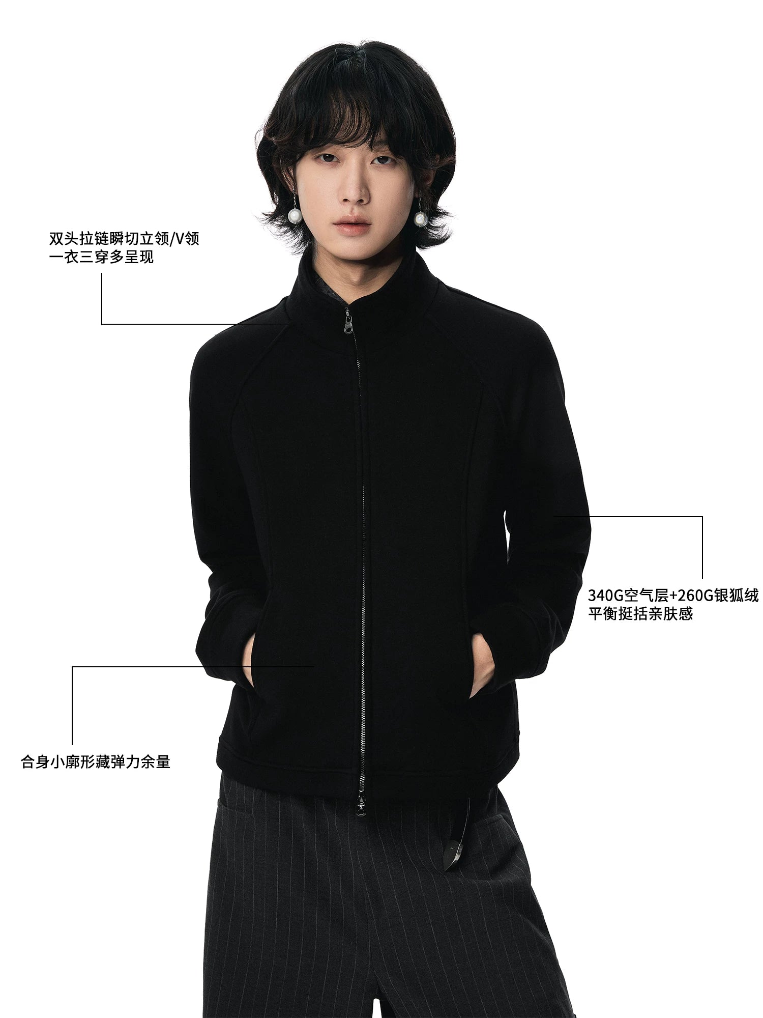 Sameuoo Stand-up Collar Short Sweater Jacket