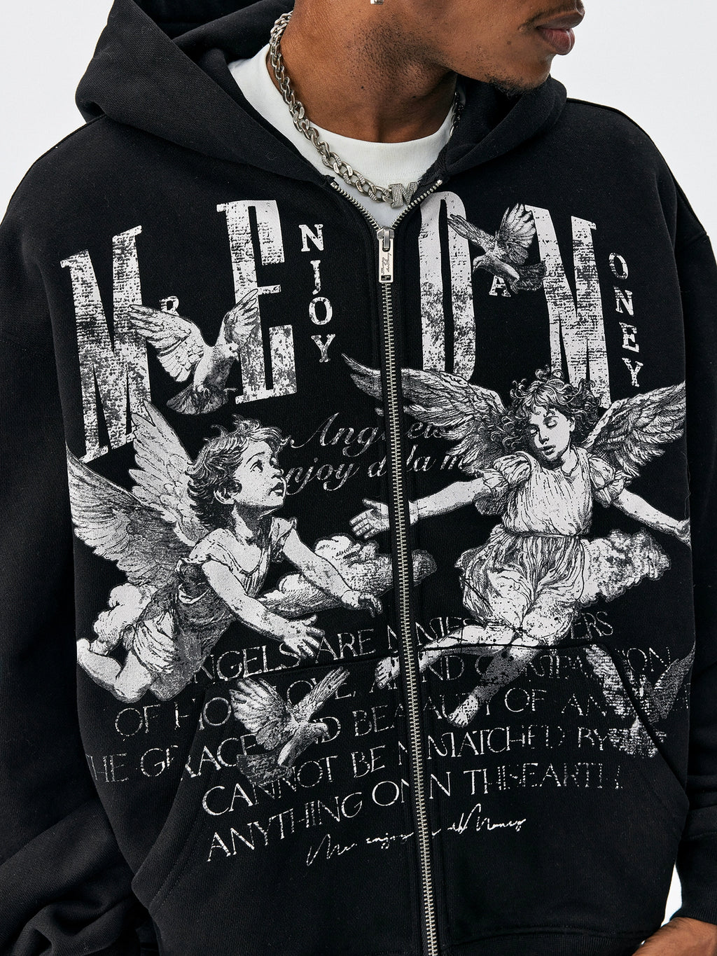 MEDM Angel Patch Casual Hooded Cardigan Sweater