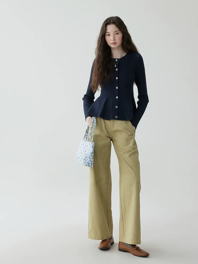 VOOE Waist and Thin Crew Neck Knitted Cardigan