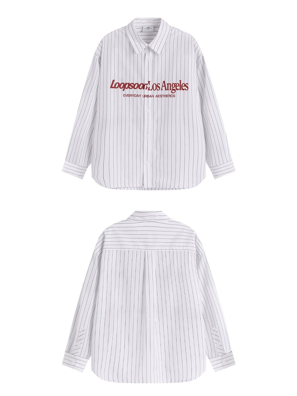 Loopsoon Chest Contrast Printed Striped Shirt