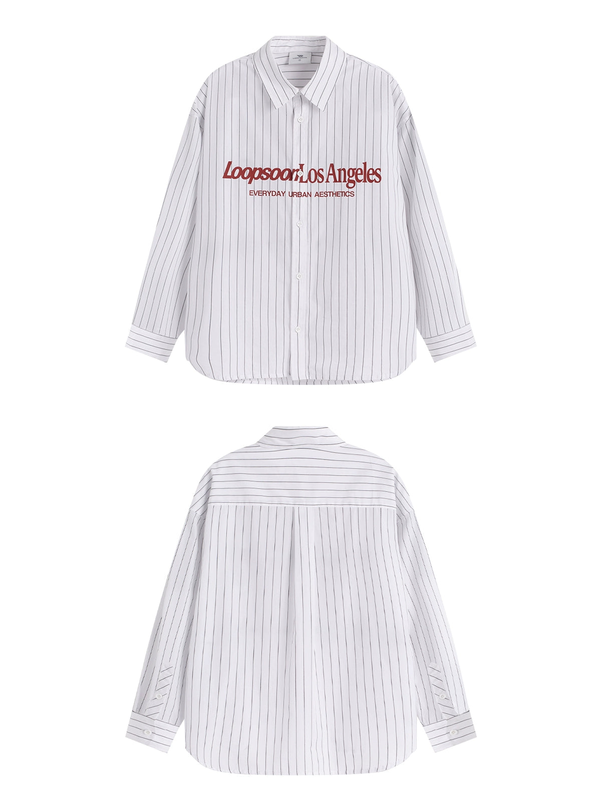 Loopsoon Chest Contrast Printed Striped Shirt