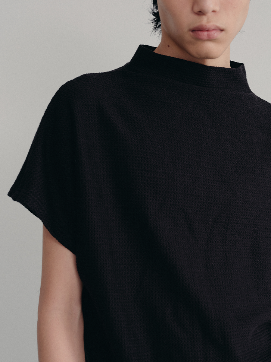 JCAESAR Herringbone Texture Knitted Lazy Tee