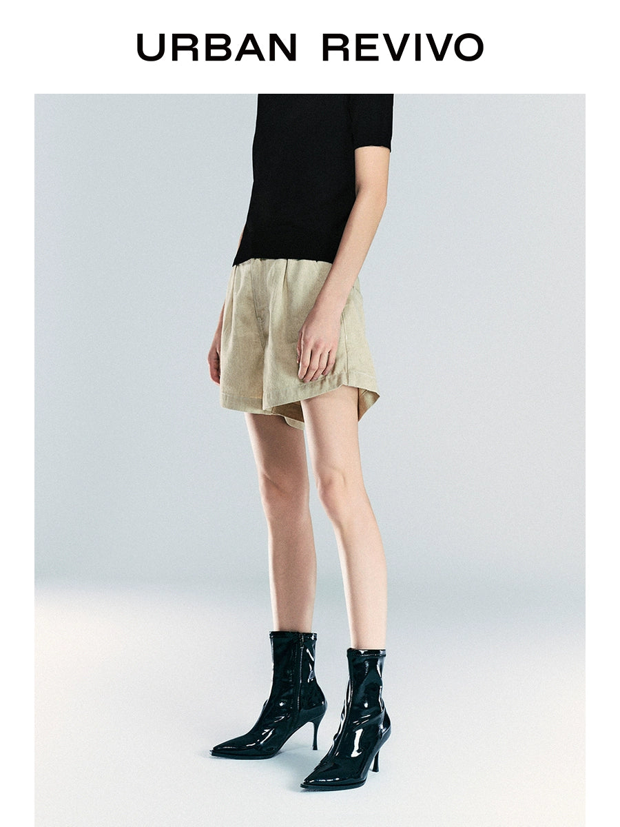 URBAN REVIVO Casual Texture Versatile Denim Shorts