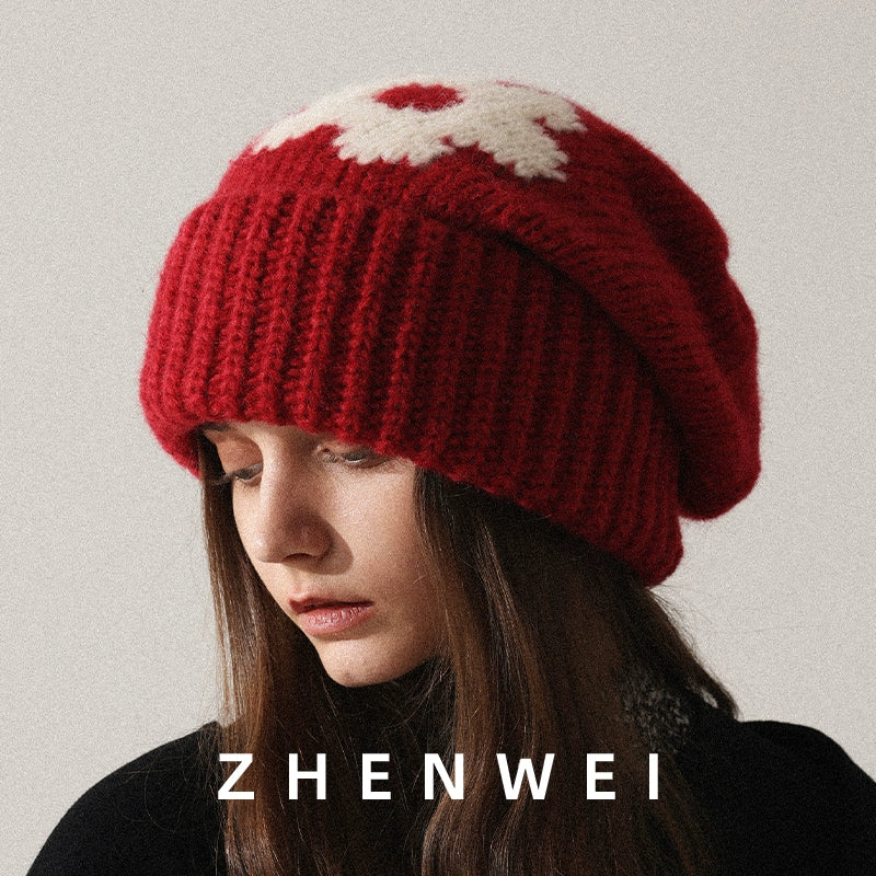 ZHENWEI Woolen Knitted Hat with Large Head Circumference