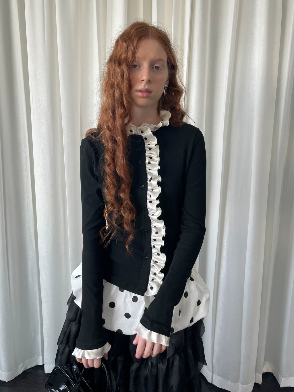Loosesmell Polka Dot Placket Long Sleeve