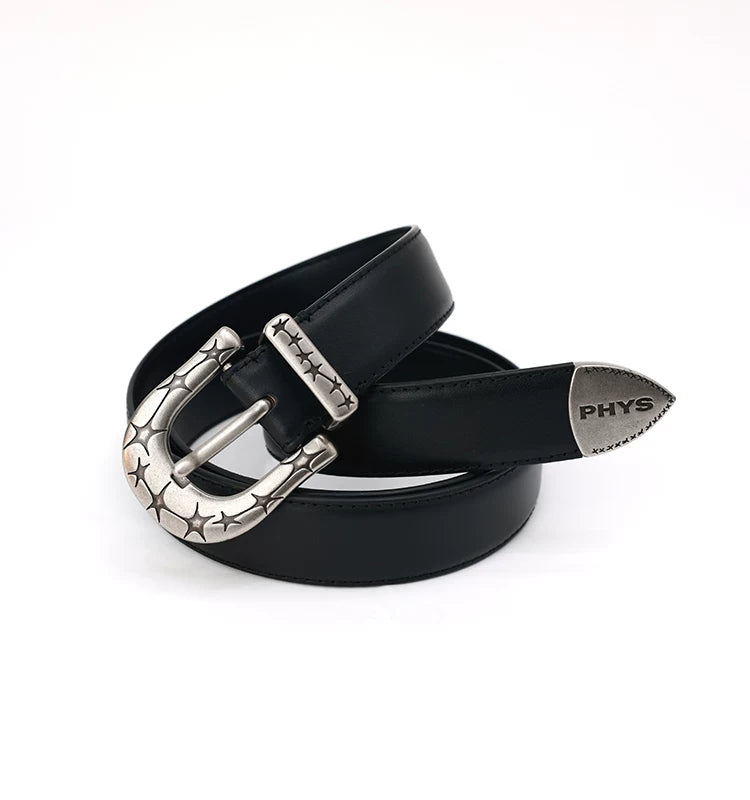 PHYS Tough and Wear-resistant First Layer Cowhide Star Horseshoe Belt
