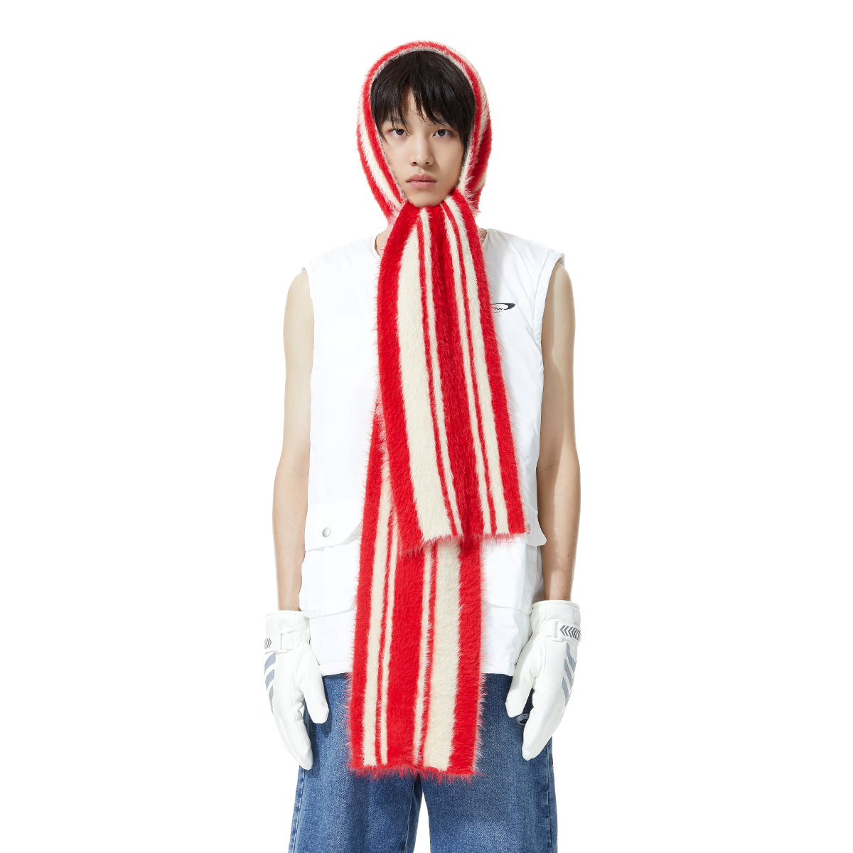 FUNKYFUN Fashionable Versatile Narrow Version Contrasting Long Scarf