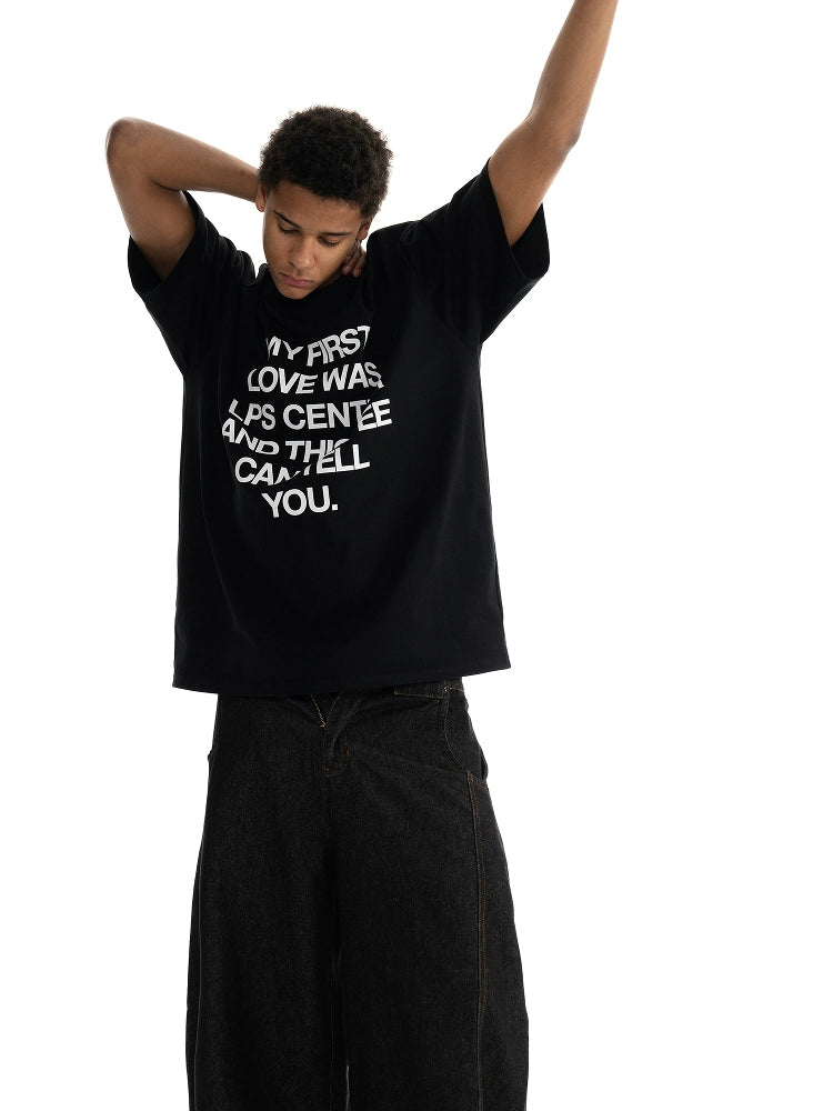 Loopsoon Large Chest Print Alphabet Versatile Tee