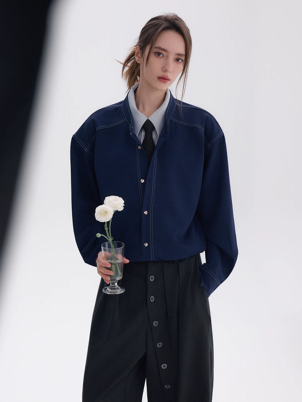 CHOR Fake Two-piece Stand-up Collar Shirt