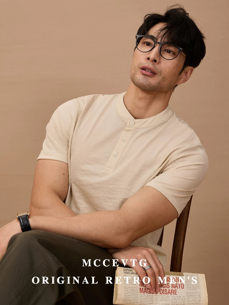 MCCEVTG Casual Henry Collar Slim Tee