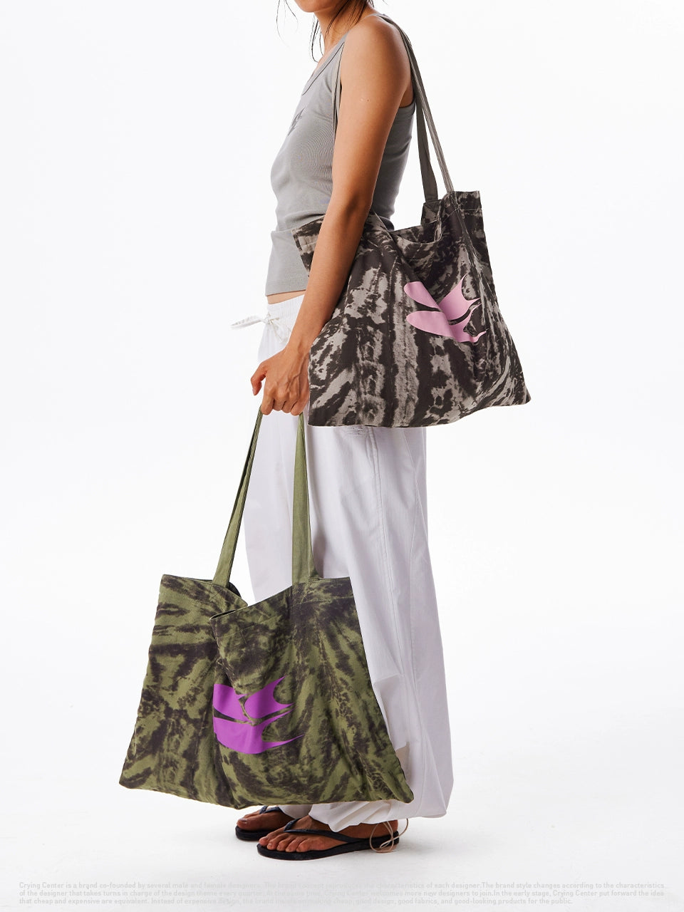 CryingCenter Tie-dye Large-capacity Commuter Canvas Tote Bag