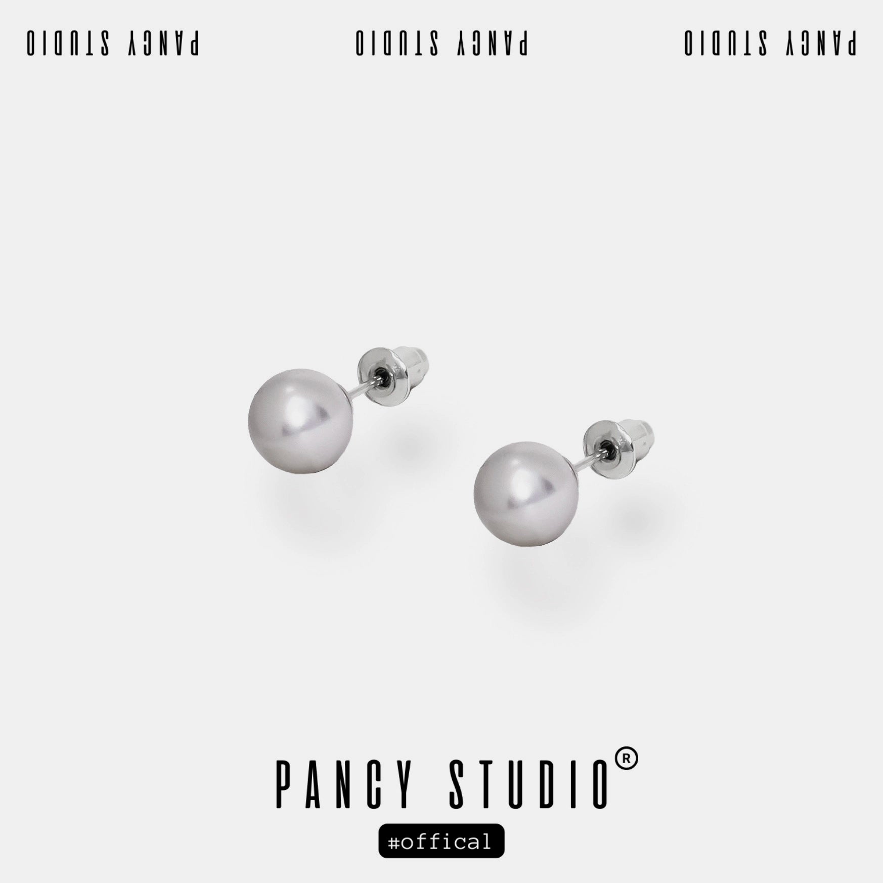 PANCY Low-key Elegant Silver Gray Pearl Stud Earrings
