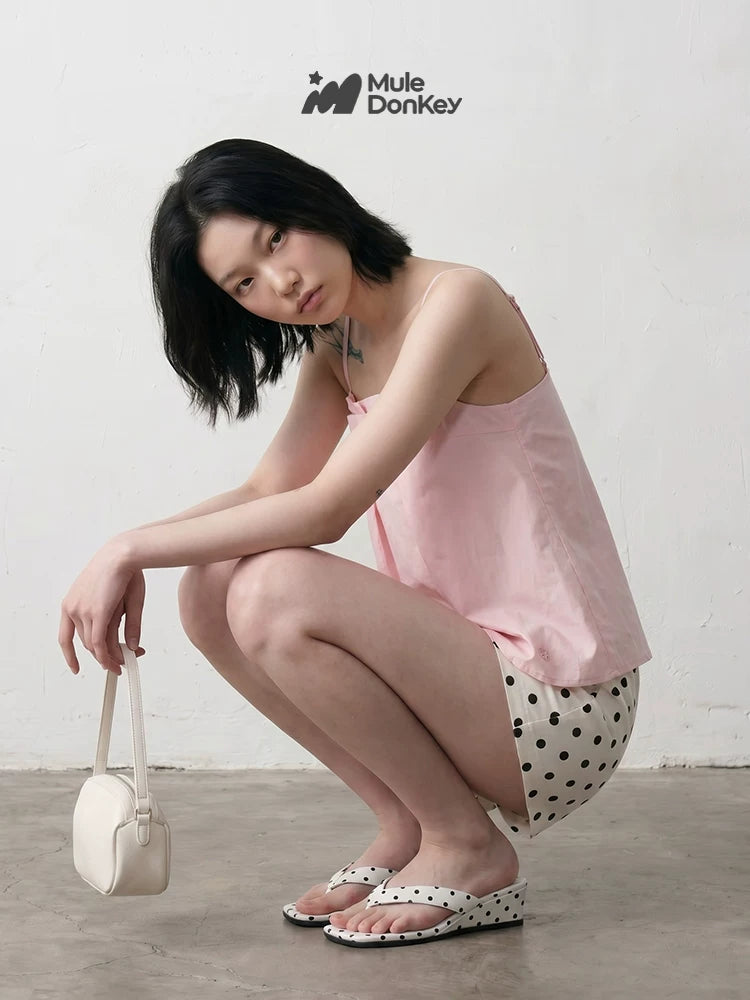 Donkey Polka Dot Wedge Heel Wear Platform Slippers