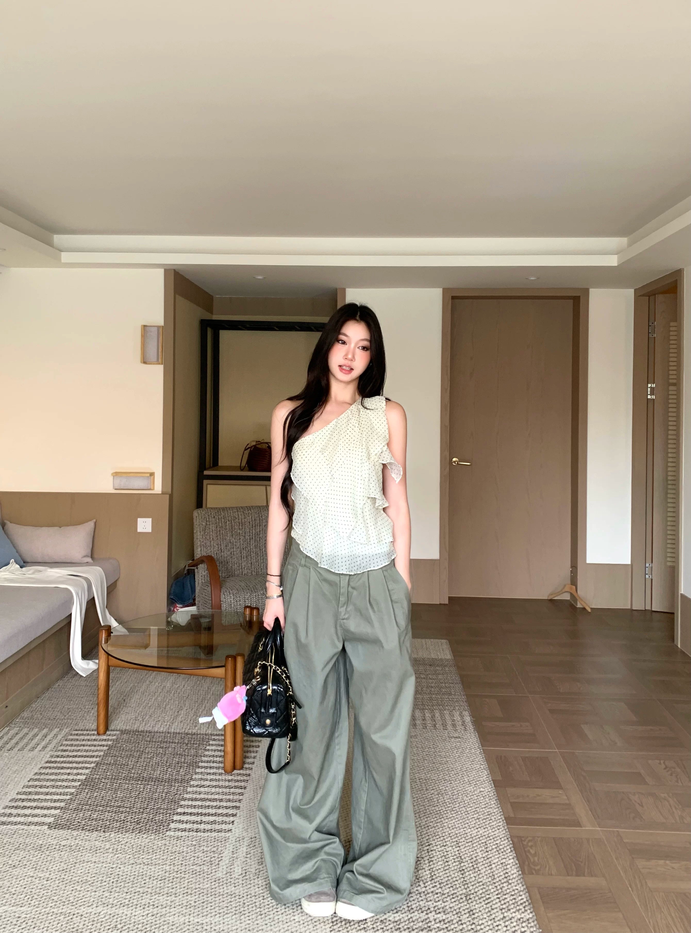 WITHMIN Polka Dot Irregular Crossbody Vest