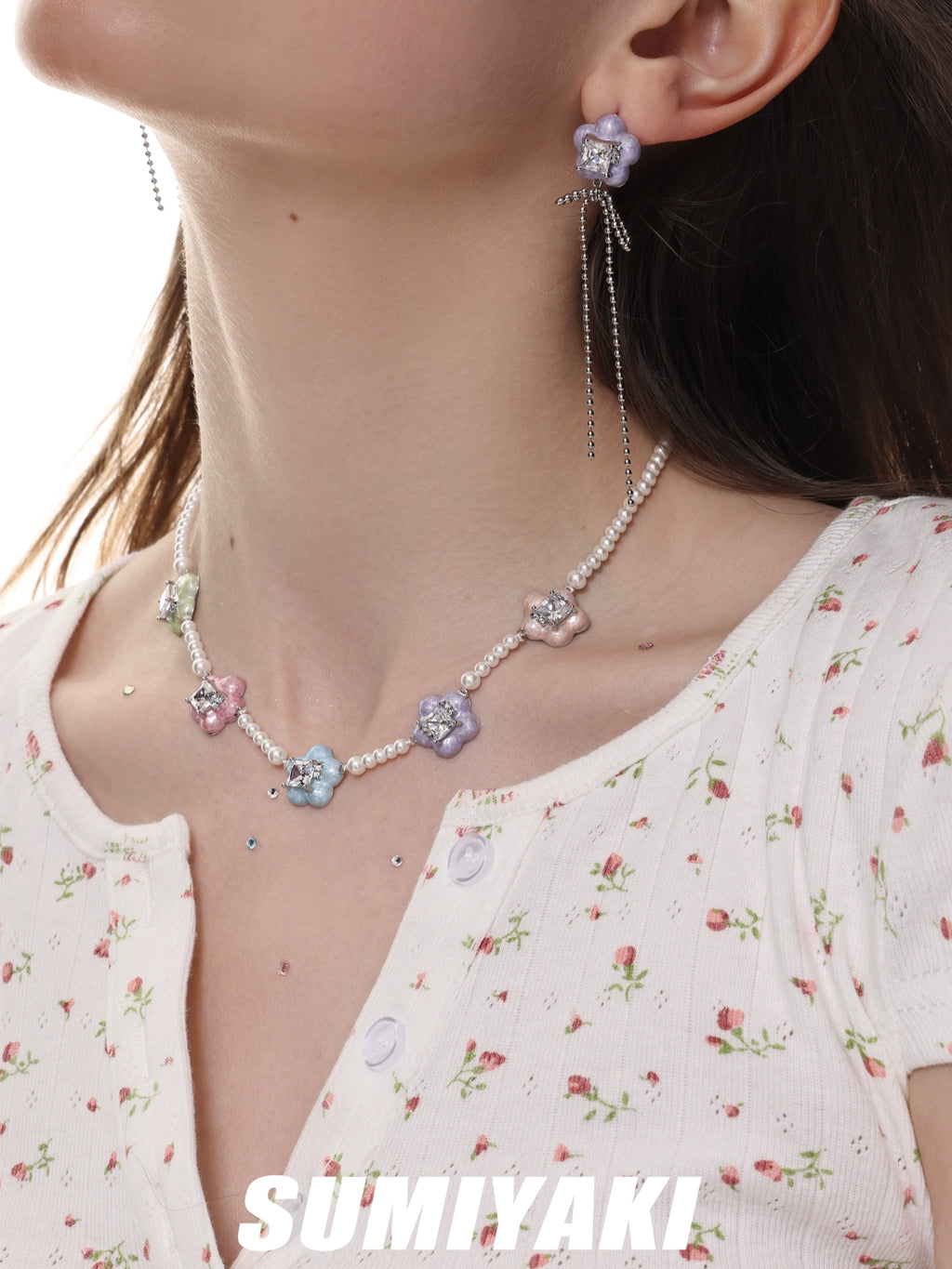 SUMIYAKI Dopamine Colored Flower Necklace Beads