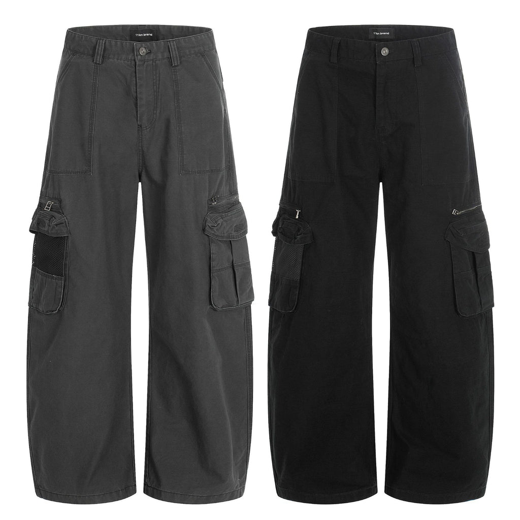 11KN wide-leg washed pure cotton old retro pants
