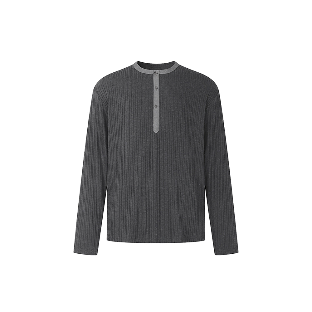 DIMC Henry Collar Button Casual Long Sleeve