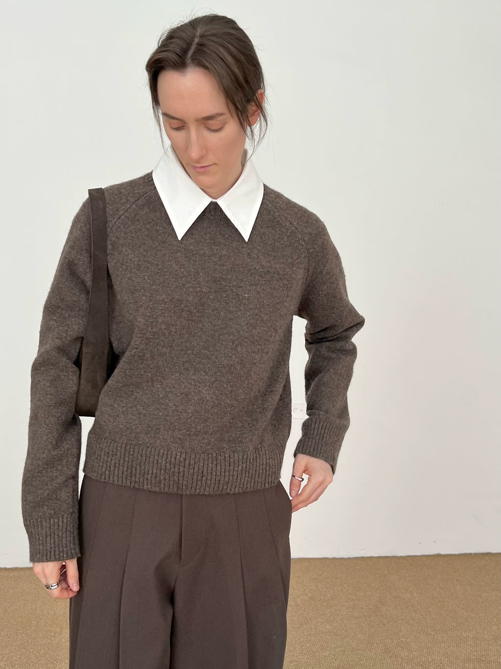 COLN Vintage Short Basic Knitted Sweater
