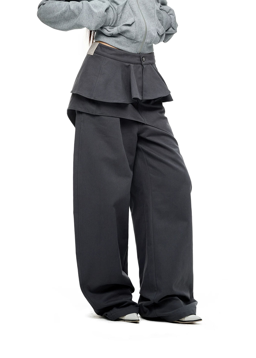 JIKOO Removable Irregular Fart Curtain Straight-leg Pants