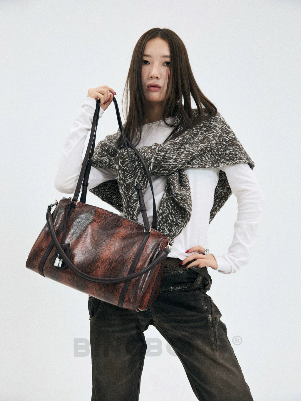 BINGBONG Snake Pattern Large Capacity Armpit Bag