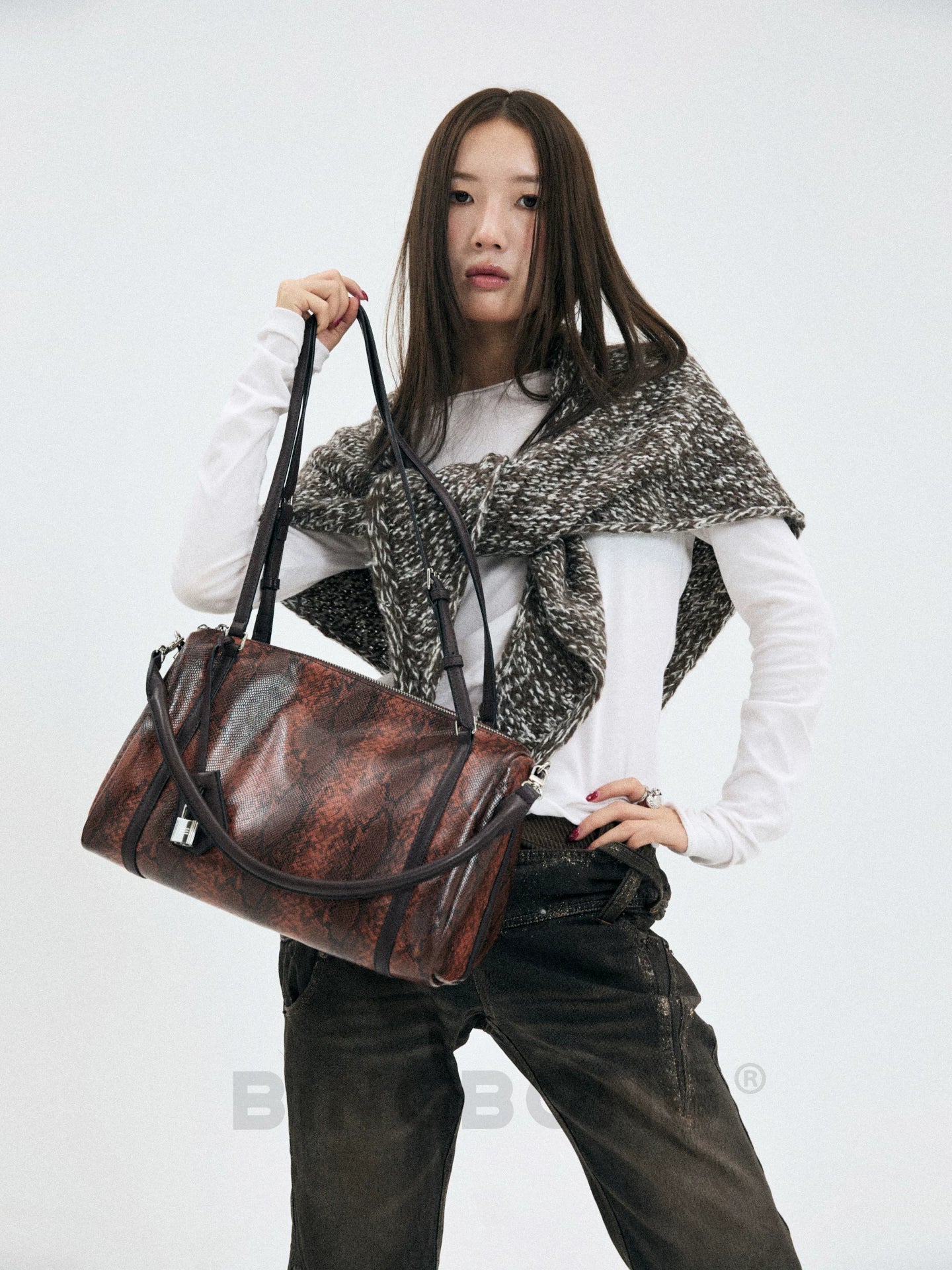 BINGBONG Snake Pattern Large Capacity Armpit Bag