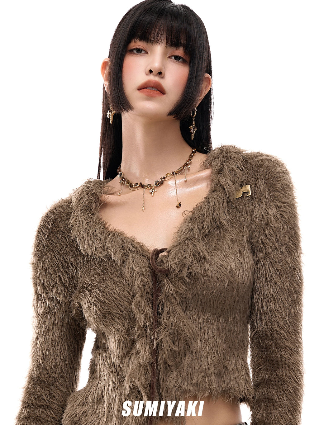 SUMIYAKI Vintage Beaded Stone Mangstar Necklace